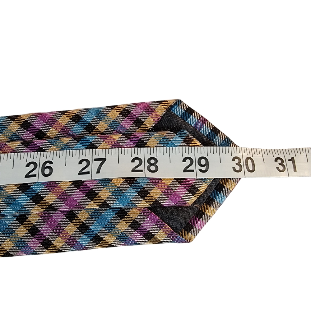 Bruno Piattelli Roma Slim Plaid Checkered Milti Colored Spring Vibes Men's Tie - Picture 13 of 13